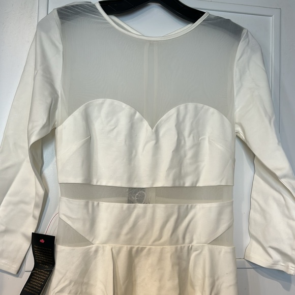 White Lycra Dress with Sheer Accents-NWT-Medium - Picture 3 of 9